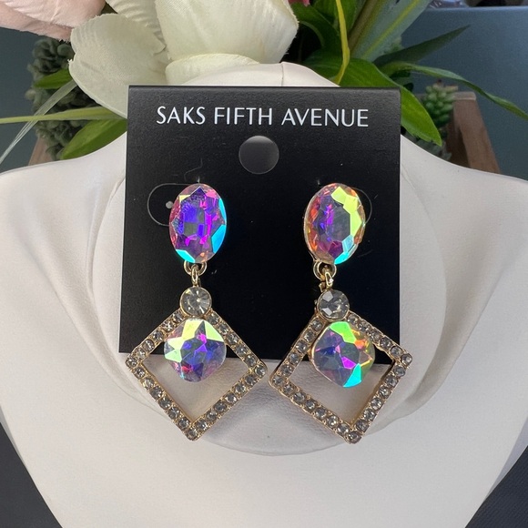 Saks Fifth Avenue Iridescent Diamond Shape Drop Earrings - Picture 1 of 5